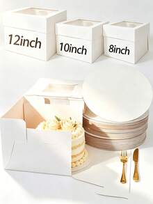 Cake Box With Cake Board, 12 Inch High Cake Box, Cake Transport Container, White Cake Tray Holder For Baking Foods Cookies Desserts Pastries Cupcakes Bakery (12 X 8 Inch) - View 10