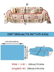 1pc Bohemian Geometric Rhombus Pattern Sofa Cover Blanket With Tassels, Universal One-Piece Sofa Slipcover, Washable Anti-Cat Scratch Furniture Protector, Suitable For 1/2/3 Seater Sofa, Home Decor - Multicolor - View 14