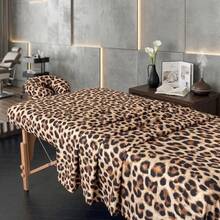 豹紋按摩床單 3 件套 | 特大號 SPA 床單 (94.5"X76.4") | 適用於美容院與紋身工作室的專業款 - 棕色 - 查看 9