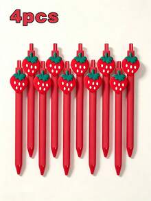 Strawberry Color Ballpoint Pen, Cute Design, Essential Gift For Students And Office, Retractable Pen, Campus Gift, Holiday Decoration, Back To School Gift - A - View 11