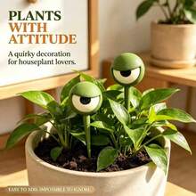 2pcs/Set, Funny Angry Expression Potted Plant Eyes Decoration, 3D Plant Support Stick, Quirky Flower Pot Ornament - 2PCS - View 3