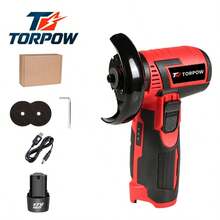 TORPOW 12V 無繩迷你角磨機,76mm 磨盤,10000RPM,多種選項:僅工具/電池套組,切割、拋光、研磨、除鏽電動工具 - 紅色 - 查看 9
