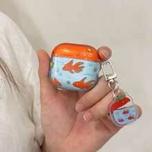Fashion Creative Fish Tank Goldfish + Plaque Set Compatible With Apple 5/ Pro 3 Case/ Pro 2 Case/ Pro Case/ 4 Case/ 3 Case/ 2 Case/Fashion Women's Earphone Case/Minimalist Earphone Case/Apple Earphone Case/Apple Earphone Cover - Translucent Blue - View 5