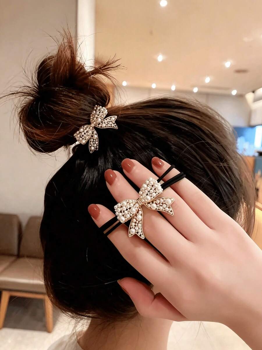 2pcs/1pc Ribbon Hair Scrunchies For Women, Elegant Style, Suitable For High Ponytail, Versatile Fashion Bun Hair Accessory, Hair Tie Hair Tie, Sweet Girly Design - Multicolor - View 1