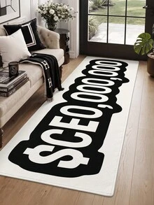 DAJIANG 1pc Black & White Funny CEO Pattern Rug, Kitchen Rug, Hallway Rug, Suitable For Bathroom, Kitchen, Outdoor, Indoor, Hallway, Bedroom, Living Room, Bedside Rug, Machine Washable & Easy To Clean, Non-Slip Backing Mat, Autumn Home Decor, Christmas Holiday Decoration - Multicolor - View 6