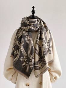 1 chiếc khăn quàng cổ nam họa tiết hình học tối giản dệt jacquard giả cashmere ấm áp, khăn choàng văn phòng thời trang đa năng, khăn choàng trang trí ấm áp mặc đường phố mùa thu/đông, phù hợp phối đồ hàng ngày - Nhiều màu - Xem 14