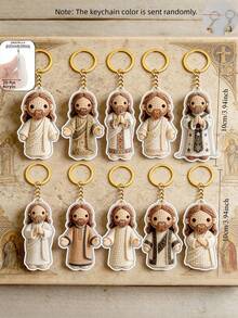 15pcs/Set Keychain, Bag Charm, Souvenir, Car Keychain, Unisex Couple Pendant/Best Gift For Believers, Suitable For Daily Use, Religious Souvenir, Baptism, Wedding, Christmas Home Decor Gift, Holiday Decoration, Gift For Friends (Back Has Protective Film To Prevent Scratches, Peel Off For Clearer View) - Multicolor - View 10