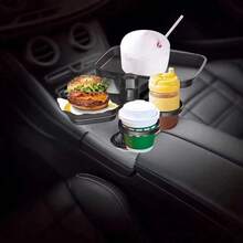 1pc 360° Rotating Car Tray, ABS Material Multi-Function Car Cup Holder With Detachable Tray, Adjustable Base And Dual Cup Holders, Practical Car Interior Accessory, Can Hold Small Items, Suitable For Car Dining And Drinking - One Size - View 6
