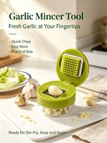 2/1pc Handheld Garlic Grater, Stainless Steel Blade Garlic Press, With Transparent Storage Box, Removable And Easy To Clean Garlic Grater, One-Click Garlic Press, Suitable For Home Kitchen Cooking, Compact And Fast Garlic Grater - Multicolor - View 2
