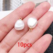 10/20pcs Imitation Baroque Pearl Charms Heart Star Shell Clover Pearl Pendants With Loop For DIY Bracelet Earring Necklace Jewelry Making Supplies - White - View 16