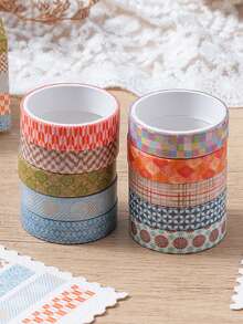 5 Rolls/Set Of Simple Pattern Washi Tape Set, Stylish Clear-Printed Plant Flower Decorations, For Decorating Gift Bags, DIY Scrapbooking, And Journaling,Gift For Friends - Sets - View 10