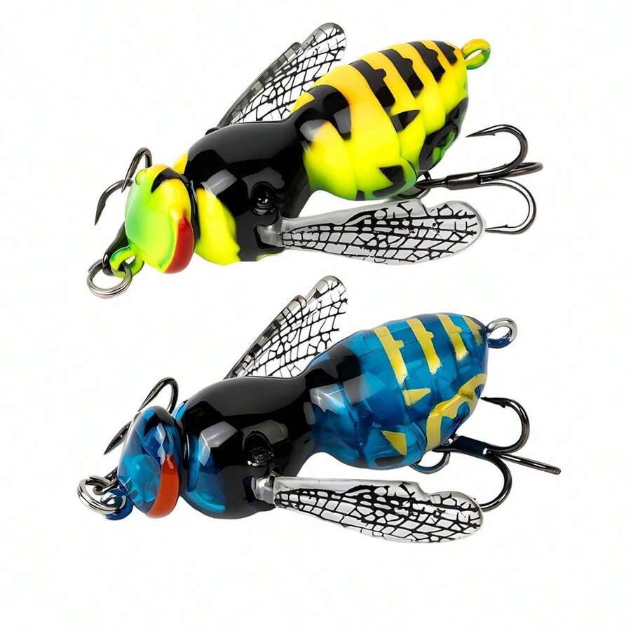 2 buah/paket, umpan pancing permukaan 6cm 9.1g, desain tawon realistis