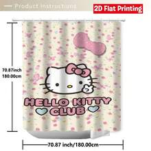 4-Piece Sanrio Hello Kitty Theme Bathroom Set, With Bow Design, Perfect For Bathroom Decor And Ensuring Privacy (Includes 2 Shower Curtains, 1 Toilet Lid Cover And 1 Shower Curtain) - Shower Curtain Set - View 6