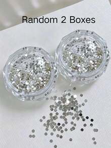 1box/2boxes Silver Small Round Nail Art Glitter, 2-Box Set, Assorted Sizes Round Glitter, Mirror Silver Glossy Shiny Transparent. Lightweight Glitter Texture, Suitable For Minimalist Shiny Premium Style Nail Art DIY - Silver - View 6