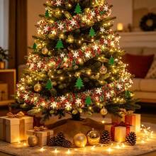 1pc Christmas Ribbon String Lights, LED Christmas Garland Light Strip With Shiny Vines, Suitable For Christmas Tree Decoration, Staircase Decoration, Fireplace Decoration, Room Decoration, Christmas Decoration And Home Decor - Colorful String Lights - View 10