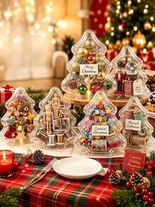 Reusable Transparent Christmas Tree Gift Box, Suitable For Holiday Desserts, Party DIY Decorations And Party Gift Containers - Multicolor - View 3