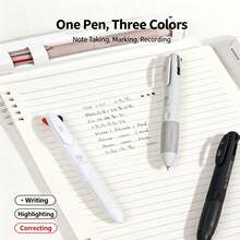 2pcs Retractable Ballpoint Pen Set, Morandi Color Series Anti-Slip Silicone Grip, 3 Colors In One Pen, 0.5mm Nib, Smooth Ink Flow, Writing Fluently, Learning Stationery, School And Office Supplies, Back To School - Multicolor - View 3