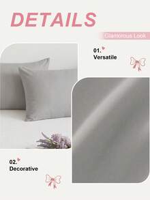 HONEY MOON 2pcs Ultra Soft Solid Color Pillowcases, Soft And Breathable, Envelope Closure, Wrinkle-Resistant, No Filling - Suitable For T/F/Q/K Size Home And Dorm, White - Light Stone Gray - View 4