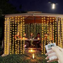 1pack Christmas Garland Festoon LED Curtain String Lights Battery Powered 8 Mode Lighting Wedding Fairy Light Halloween Christmas Decoration For Home Bedroom Garden - AA Battery Powered Curtain Lights - View 21