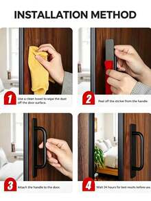 Alloy Self-Adhesive Cabinet Drawer Handles, Suitable For Kitchen And Bathroom Cabinets And Drawers - Modern Black Sliding Cabinet Handles, Drawer Handles, Sliding Glass Door Handles, Cabinet Door Handles (With Adhesive Backing). - Multicolor - View 6