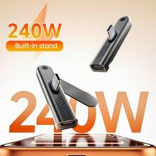 Wowssyo 240W Type-C Fast Charging Cable With Foldable Stand, 2 In 1 Phone Holder Adapter - Multicolor - View 2