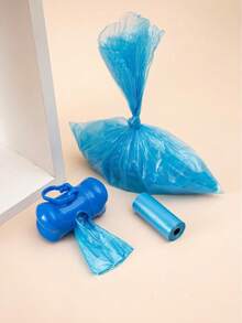 Bone Design Poop Scooper + Solid Color Dog Waste Bags, Convenient Outdoor Pet Waste Cleanup Bag - Blue - View 3