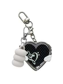 Y2K Heart Compact Mirror Keychain, Music Note Wing Decor Lipstick Cap Holder, Cute Portable Makeup Mirror Bag Pendant Accessory, Bag Charm, Exquisite Gift For Friends And Family, Birthday, Holiday Gift - Multicolor - View 16
