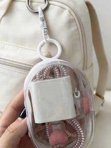 1pc Portable Mini Transparent Zipper Storage Bag, Multi-Functional Travel Accessory Bag, Travel/Holiday Essential, Bathroom Accessory, Bathroom Storage, Room Decor, Desk Accessory, College Essential, Suitable For Back To School, Halloween, Christmas, Also Can Be Used As Christmas Gift, Christmas Stocking Stuffer, Gift For Women - Multicolor - View 5