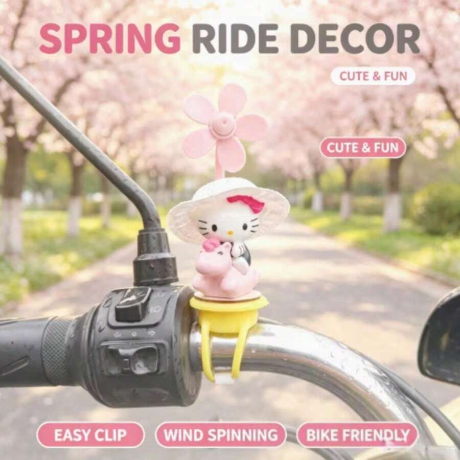 SANRIO Car Dashboard Ornament, Cute Cartoon Rotating Windmill Decor, Non-Electric Rotating Windmill Ornament For Bicycle, Motorcycle, Scooter And Car Decoration, Back To School Gift - Multicolor - View 1