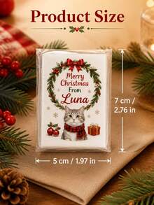 8/16/25pc Personalized Custom Pet Photo Text Christmas Pocket Tissue Sticker,Custom Dog Cat Picture Custom Slogan Name Print,Pet Santa Hat Scarf Xmas Pattern Design Sticker,Holiday Gift,Pet Owners Animal Lovers,Holiday Party,Home Dining Outdoor Daily - Multicolor - View 3