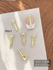 10-60pcs 3D Musical Element Metal Nail Charms, Mixed Guitar & Note Nail Decor, Autumn Halloween Christmas Rock Manicure Supplies - Multicolor - View 11