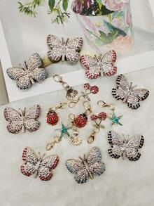 4PCS/Set Bling Rhinestone Butterfly Shoe Lace Charms Accessories Starfish Shell Decorative Shoelace Clips DIY Pendants Decorations Cherry Shoe Buckles - Multicolor - View 8
