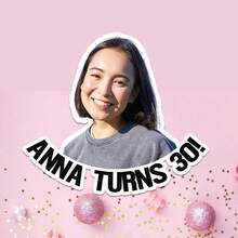 UNICCUT Custom Birthday Photo With Text Age Number Stickers Personalized Face Photo Self-Adhesive Label Stickers Birthday Party Decoration - Multicolor - View 9