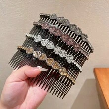 4pcs Shiny Rhinestone Combs, Side Fringe Hair Comb Hair Stick, Hair Taming Tool, Sweet Cute Colorful Bow Rhinestone Textured Comb, Women's Daily Hair Accessories, Suitable For Makeup/Face Washing/Daily Home/Dorm Use - Multicolor - View 8