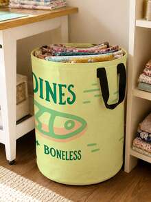 Multi-Functional Large Laundry Basket/Dirty Clothes Basket, Laundry Hampers Bags, Retro Sardine Shape-Foldable Circular Clothes Basket, Foldable Clothes Rack And Wooden Clothes Clips, Bedroom/Bathroom Storage Box, Closet Organizer - Space-Saving Laundry Organizer, Laundry Storage And Organization, Suitable For Home And Travel, Fits Various Living Spaces, Casual Style Clothes Storage Box, Space-Saving Design - Multicolor - View 4