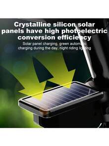 1 pieza Luz trasera de bicicleta, Luz de advertencia de con sensor inteligente alimentada por energía solar para bicicleta de montaña/carretera, Accesorios de ciclismo - Negro - Ver 9