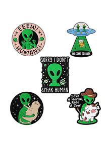 Cute Quirky Alloy Oil-Drip English Letter Alien Brooch, Unisex Backpack & Clothing Decoration - Multicolor - View 14