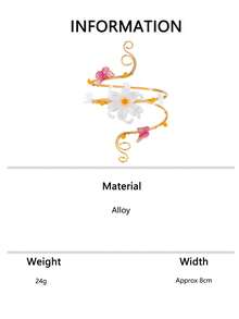 1pc Bohemian Floral Butterfly Arm Cuff Open Bangle Beach Vacation Body Accessory - White - View 6