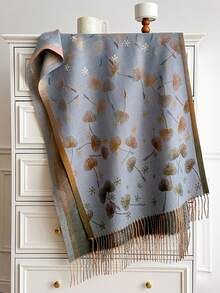 1pc Vintage Dandelion Botanical Tassel Rectangle Scarf 65*200cm, Brushed Polyester Faux Cashmere, Fall Winter Multi‑Use As Scarf Shawl Head Wrap - Multicolor - View 12