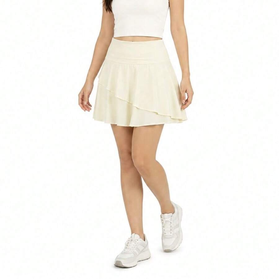 Li-Ning Women's Tennis Series Ice-Feel Sun Protection Skort AKSV938 - Mother Of Pearl White - View 1
