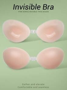 Women's Self-Adhesive Silicone Strapless Bra, Invisible Push-Up Design Breast Pads, Invisible Adhesive Bra, Perfect For Wedding And Prom Dresses - Multicolor - View 2