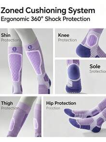 Ski Socks For Men And Women Winter Thickened Warm Wool Outdoor Sports Hiking Long Socks For Single And Double-Board Snow Mountains - White - View 4