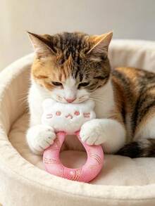 1pc Cute Cat Head Ring Pet Toy, Interactive Training Toy For Cats, Daily Chewing And Play Toy For Kittens, Indoor Home Cat Play Prop, Fun Companion Game Toy To Support Cat Daily Exercise And Behavioral Enrichment - Multicolor - View 4