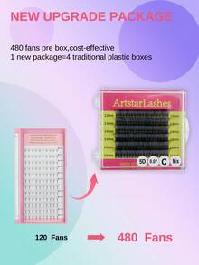ARTSTAR 5D/6D/8D Pointy Base Short Stem Premade Russian Volume Fans Faux Mink Premade Eyelash Extensions Makeup Cilios - D - View 2