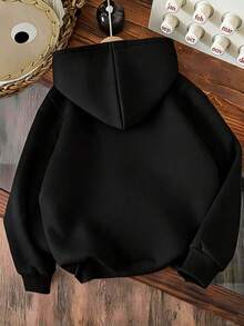 Young Girls Halloween Pumpkin Print Hooded Sweatshirt Autumn/Winter Top - Black - View 2