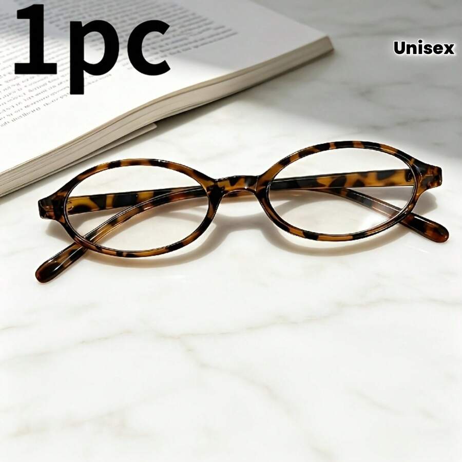 1 Pair Ultra-Small Oval Frame Glasses, Y2K Anime Style, Ultra-Lightweight Portable Comfortable Fashionable And Elegant, Suitable For Cosplay Costume Use (Small Size) All Seasons - Multicolor - View 1