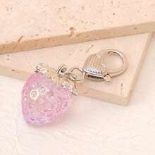 1pc/Multi-Pcs Women's Acrylic Electroplated Colorful Strawberry Pendant Keychain Bag Charm Accessory - Multicolor - View 8