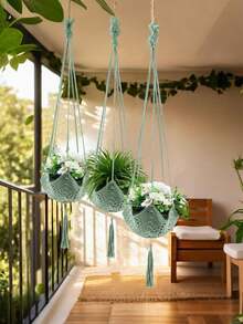 1/2/3 Jute Crochet Long Plant Hook, Suitable For Tassel Plant Support Rope, S-Shaped Hook, Suitable For Halloween Home Decor (White) - Multicolor - View 6