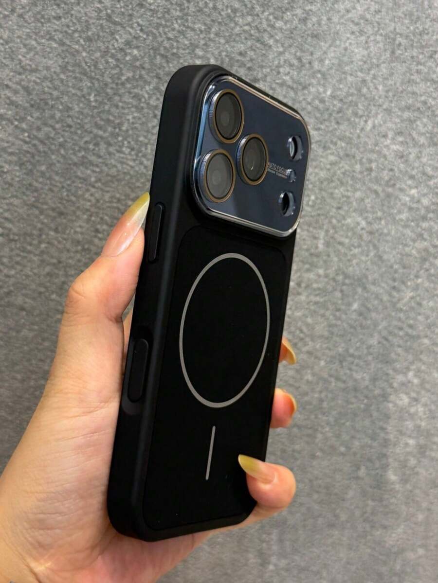 1件液態矽膠磁吸相機保護手機殼,適用於 18 17 16 15 14 13 Pro Max,梅紫色,內置鏡頭保護蓋,全包覆防震柔軟親膚保護殼 - 黑色 - 查看 1