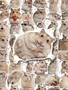 50Pcs Lovely Hamster Meme Stickers, Adorable Real‑Life Hamster Waterproof Stickers For Phone, Kindle, Notebook - Multicolor - View 4